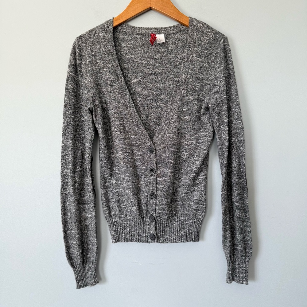 H&M Divided Cotton Gray Button Front Cardigan Sweater Size 2